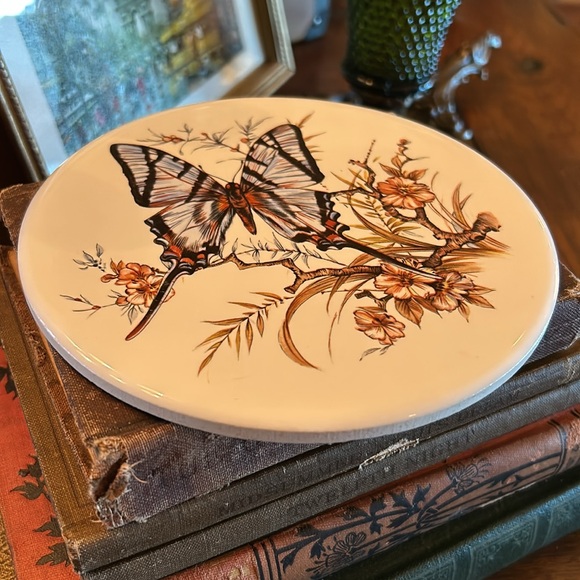 Vintage Blue and Brown Butterfly Trivet - Picture 3 of 4